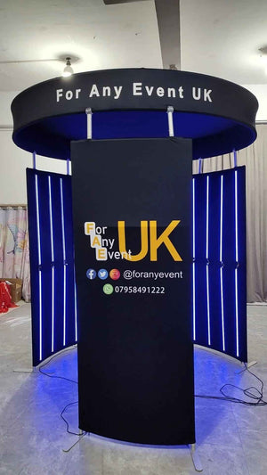 3 Piece LED Photo Booth Enclosure | 24 RGB Lights + Logo