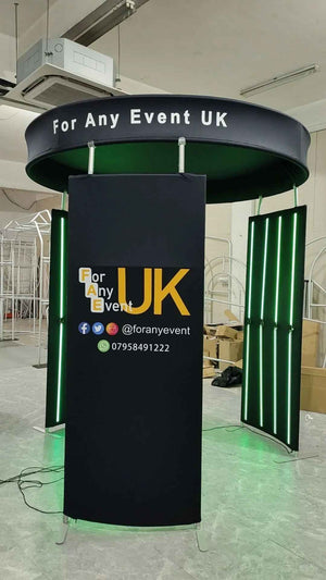 3 Piece LED Photo Booth Enclosure | 24 RGB Lights + Logo