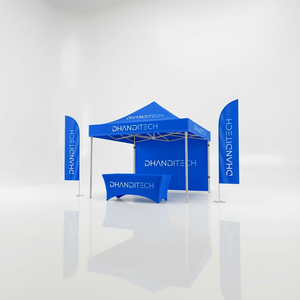 3m x 3m Custom Marquee | Back + Roof Kit + Flags + Table - Dhanditech