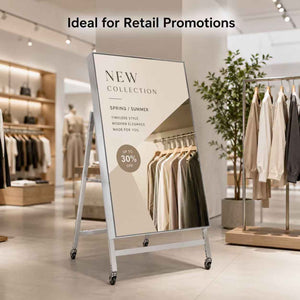 Indoor P1.86 GOB LED Digital A-Frame Advertising Display 640 x 960mm - Mobile Smart LED Poster Board with Cloud & App Control