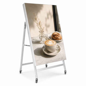 Indoor P1.86 GOB LED Digital A-Frame Advertising Display 640 x 960mm - Mobile Smart LED Poster Board with Cloud & App Control