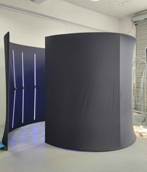 Spiral 360 LED Photo Booth Enclosure | 32 RGB Lights + Logo