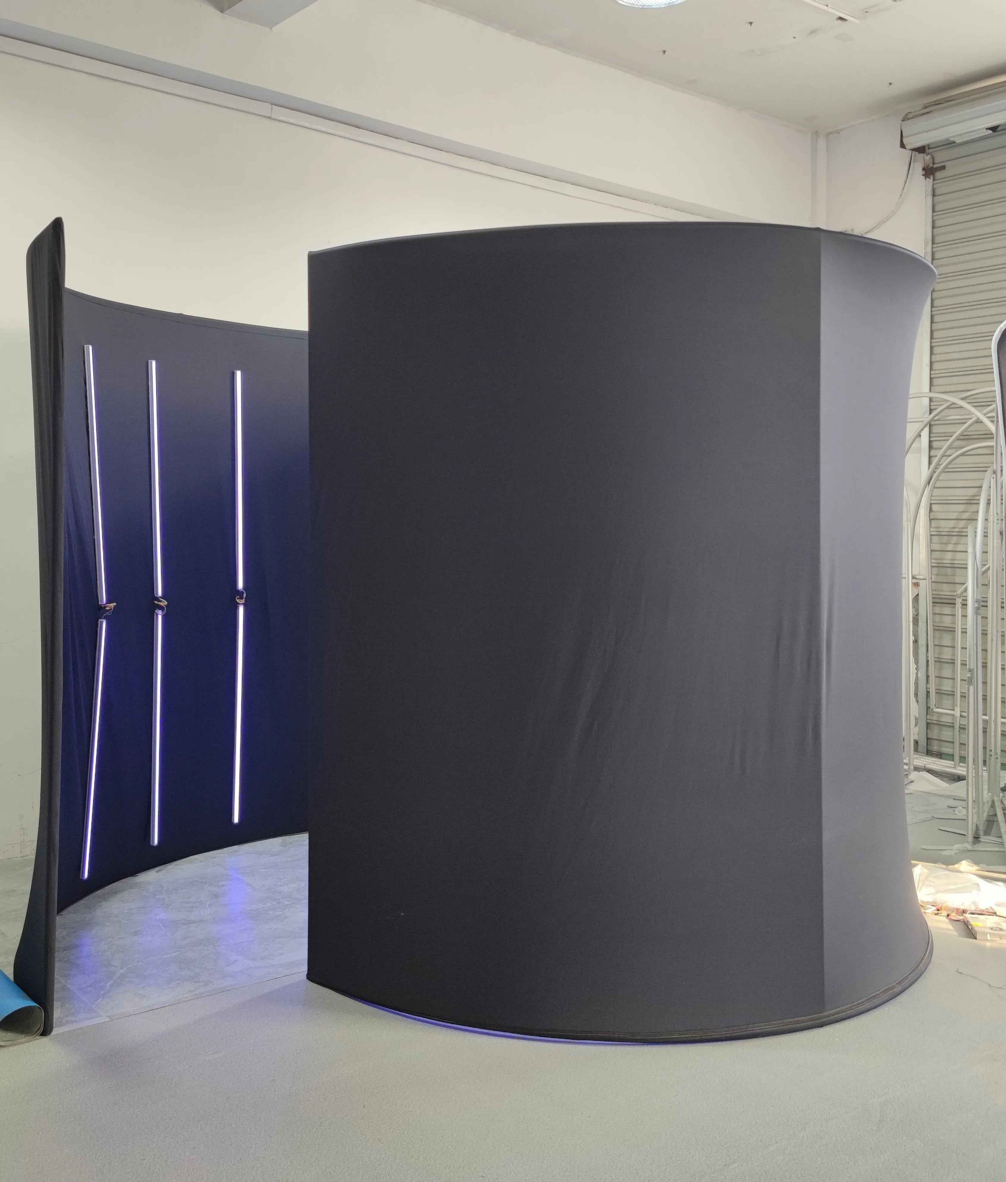 Spiral 360 LED Photo Booth Enclosure | 32 RGB Lights + Logo