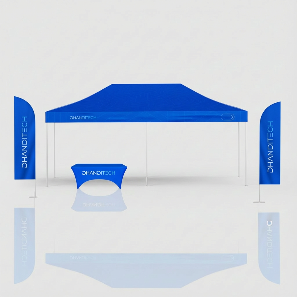 6m x 3m Large Custom Marquee | Complete Kit + Flags + Table - Dhanditech